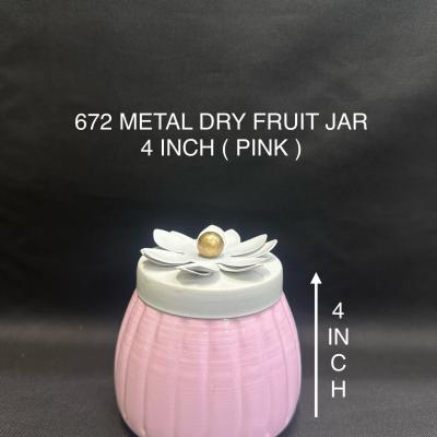Elegant Dry Fruit Metal Jar Round 3 Inch(672) Pink