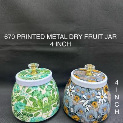 Elegant Dry Fruit Metal Jar Oval 4 Inch Printed (670) (Single)