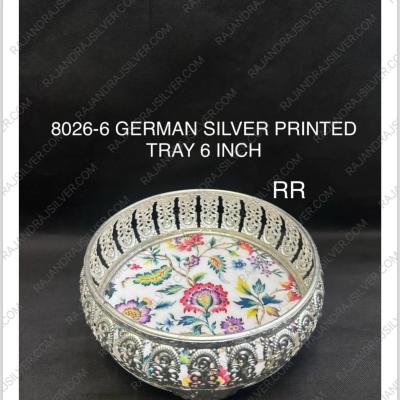 German Silver Elegant Printed Tray 6 Inch (8026-6)