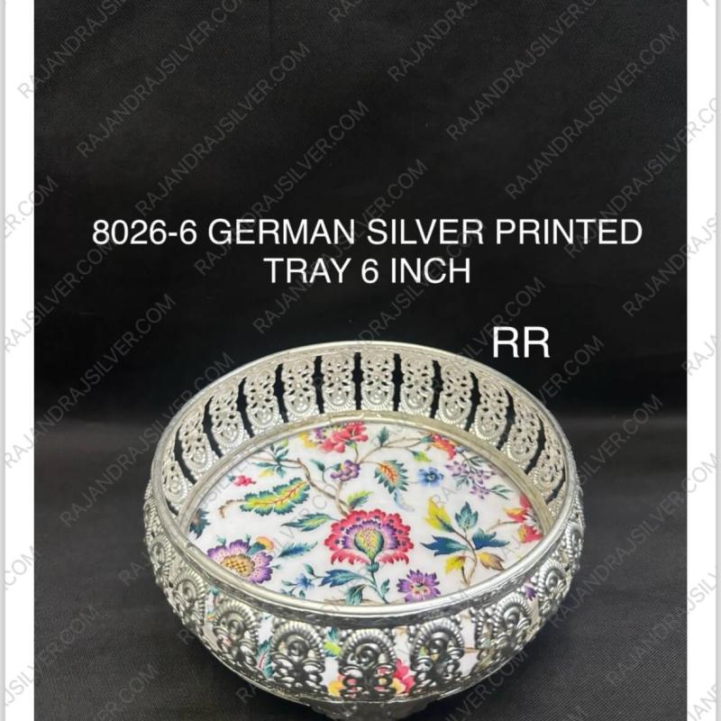 German Silver Elegant Printed Tray 6 Inch (8026-6)
