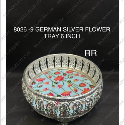 German Silver Elegant Printed Tray 6 Inch (8026-9)
