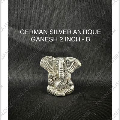 German Silver Unique Antique Ganesh 2 Inch-B