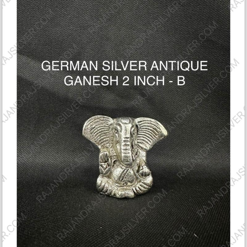 German Silver Unique Antique Ganesh 2 Inch-B