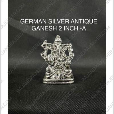 German Silver Unique Antique Ganesh 2 Inch-A