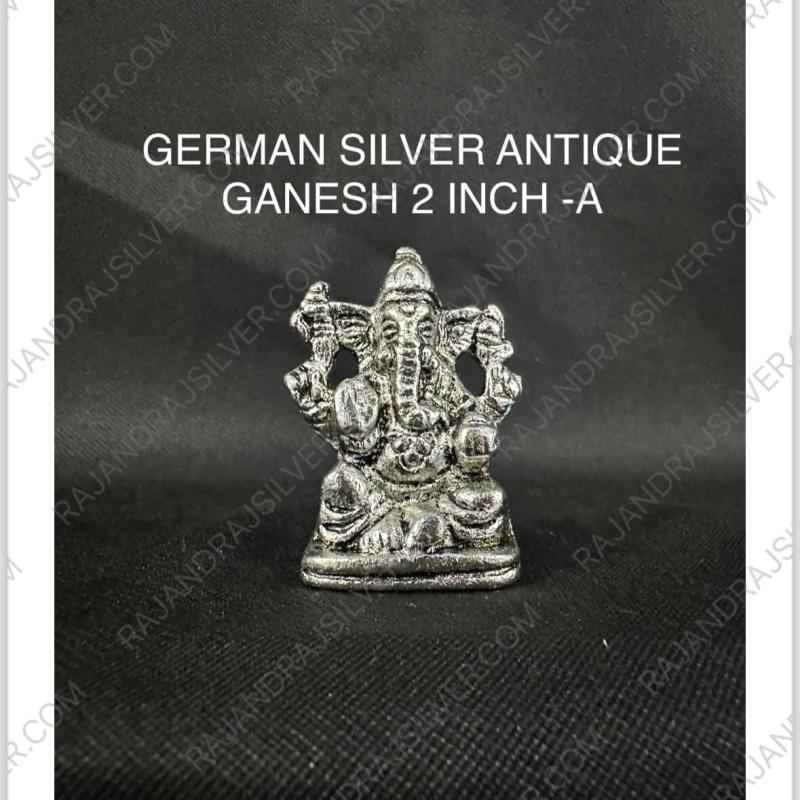 German Silver Unique Antique Ganesh 2 Inch-A