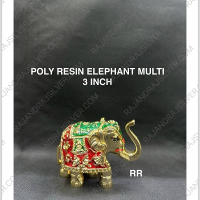 Poly Resin Elephant Multi Colour 3 Inch (Multi)