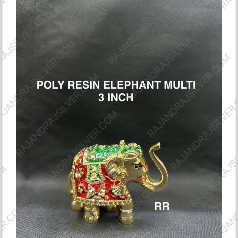 Poly Resin Elephant Multi Colour 3 Inch (Multi)