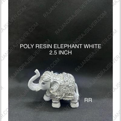 Poly Resin Elephant Mini 2.5 Inch (White)