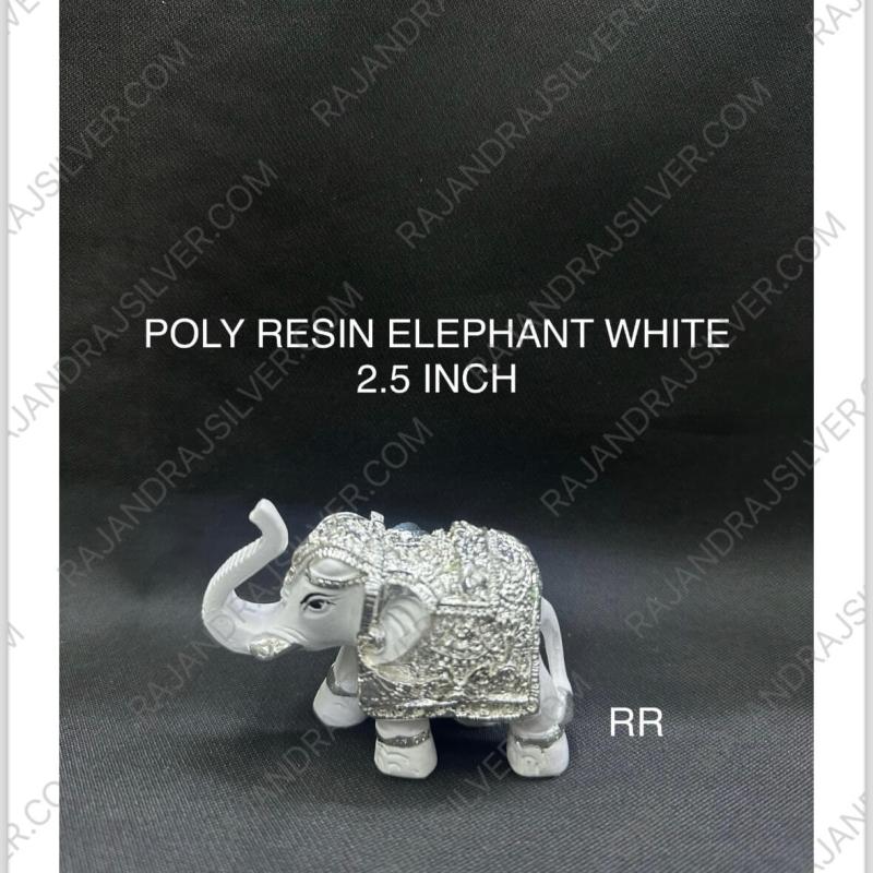 Poly Resin Elephant Mini 2.5 Inch (White)